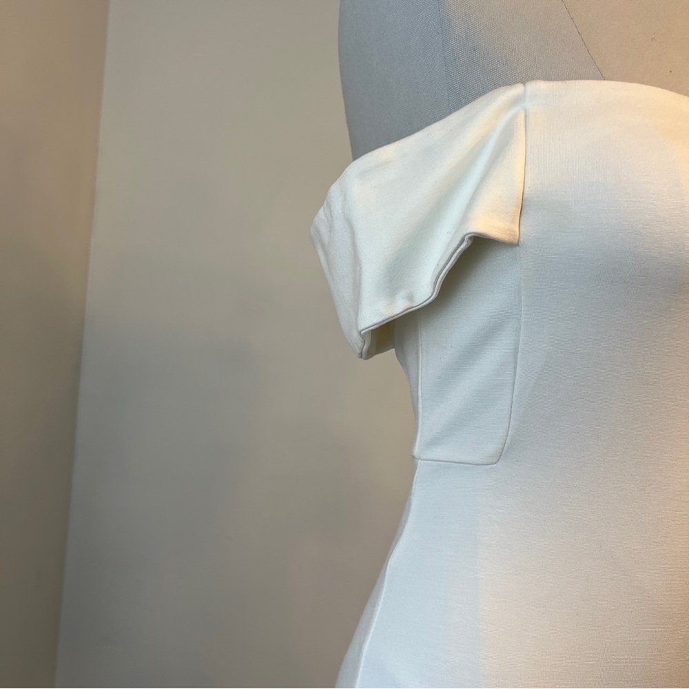 Zara Off White Off the Shoulder Midi Dress Size Medium - Picture 3 of 7